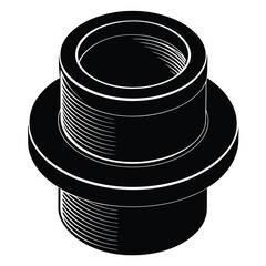 isolated Black vector Plamber Element reducer fitting WIith White Background