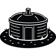 isolated Black vector Plamber Element septic tank WIith White Background