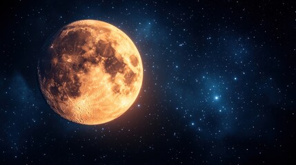 Orange moon, night sky, stars, cosmic, space, background,  astronomy, wallpaper