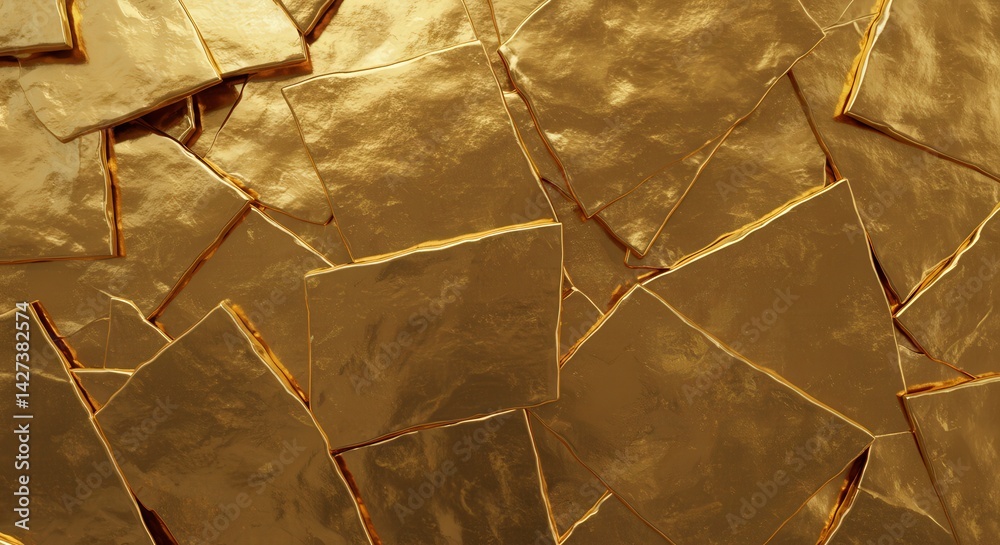 Poster Abstract background of shiny golden squares creating a geometric pattern