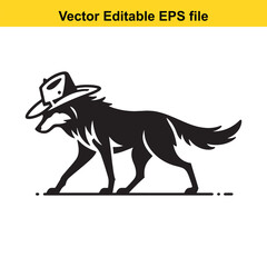 A wolf wearing a Western hat vector