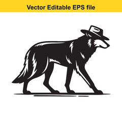 A wolf wearing a Western hat vector