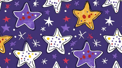 Colorful star pattern on purple background