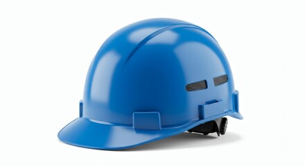 Blue safety helmet isolated on white background