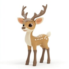 Fototapeta premium deer toys 3d rendering isolated on white background. Cartoon plastic style icon