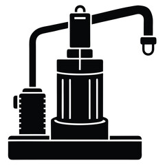 isolated Black vector Plamber Element sump pump WIith White Background