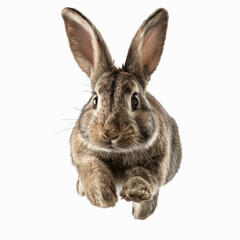 Obraz premium Adorable Brown Rabbit in Mid-Hop, Close-Up Studio Shot