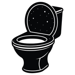 isolated Black vector Plamber Element toilet WIith White Background