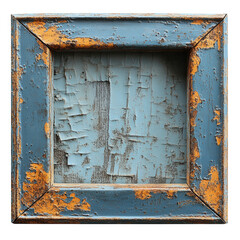 Naklejka premium Distressed blue frame with peeling paint vintage rustic texture background design element photography art on transparent background