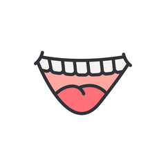 Cartoon mouth colored icons, minimalist vector illustration ,simple transparent graphic element .Isolated on white background