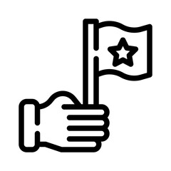 hand with flag line icon