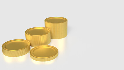The Gold coins on white Background 3d Rendering.