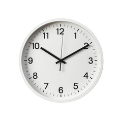 White wall clock isolated on transparent white background, clipping path, pen tool