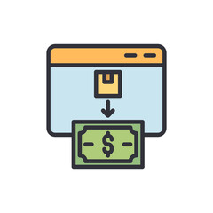 Cash on delivery colored icons, minimalist vector illustration ,simple transparent graphic element .Isolated on white background