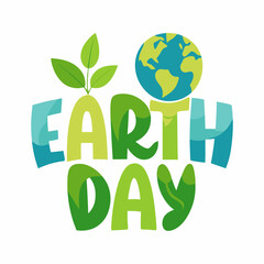 Green earth with leaves. Happy earth day with green leaves.