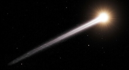 Spectacular Comet Streaking Through Space With Glowing Tail And Core