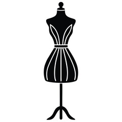 Isolated Black vector Tailer Element pattern making tool dress form  mannequin   With White Background