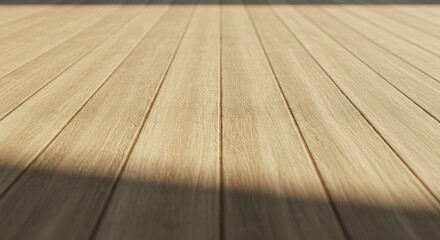 Wooden planks creating a seamless floor pattern with light and shadow