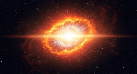 Fototapeta premium Supernova explosion in space creating a burst of light and energy