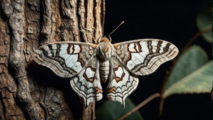 Butterfly on tree trunk