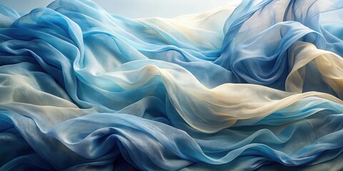 Obraz premium Abstract Drapery of Soft, Flowing, Blue and Beige Fabric with Subtle Light and Shadow Effects