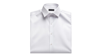 Folded white dress shirt with collar against a transparent background
