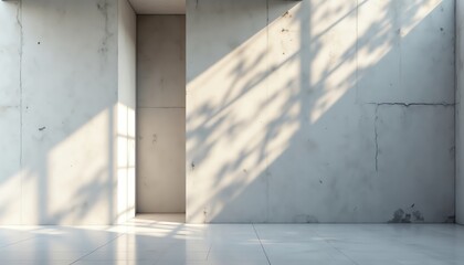 Obraz premium Minimalist concrete wall with natural light.