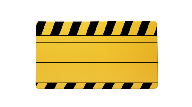 Yellow and black striped barrier isolated on a transparent background