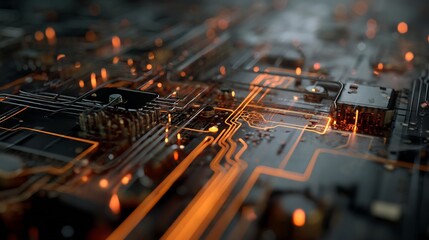 Intricate abstract circuitry metallic wireframe aesthetics and digital glow ideal for IT services high tech branding and software startup visuals