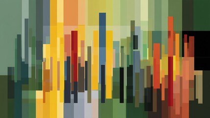 Obraz premium Layered bar graph inspired abstract art symbolizing financial success investment growth ROI projections corporate revenue strategy