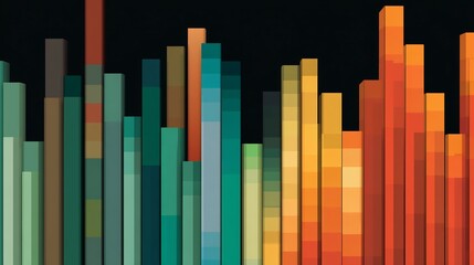 Obraz premium Layered bar graph inspired abstract art symbolizing financial success investment growth ROI projections corporate revenue strategy