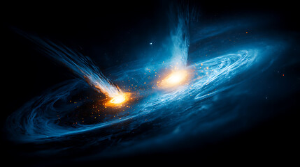 Cosmic collision of galaxies outer space astrophotography universe night sky celestial events