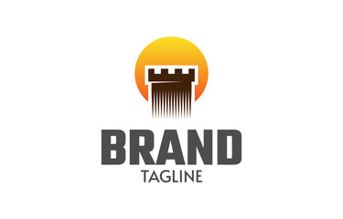 Fortress illustration logo design template