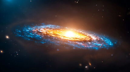 Fototapeta premium Cosmic explosion of a galaxy outer space digital art universe wide angle celestial phenomena