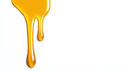 Vivid Golden Liquid Dripping Down Against a White Background Creating A Dramatic Visual Effect