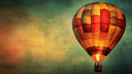 Obraz premium Vintage Hot Air Balloon Soaring Through a Dreamlike Sky