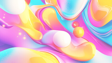 Fototapeta premium 光沢のあるカラフルな流体3Dイラスト 
