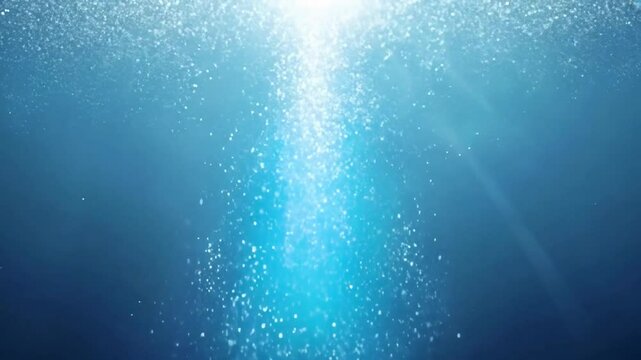 Submerged Essence: Glimpses the sun-dappled, weightless embrace of the ocean's depths, where ethereal light dances through shimmering bubbles, evokes tranquility.