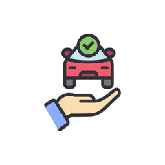 Car insurance colored icons, minimalist vector illustration ,simple transparent graphic element .Isolated on white background