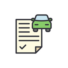 Car insurance colored icons, minimalist vector illustration ,simple transparent graphic element .Isolated on white background