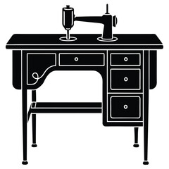 Isolated Black vector Tailer Element tailoring table With White Background