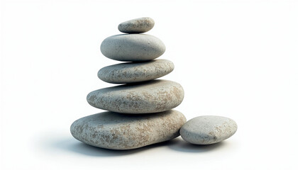 A stack of rocks stacked on top of each other on a white surface.