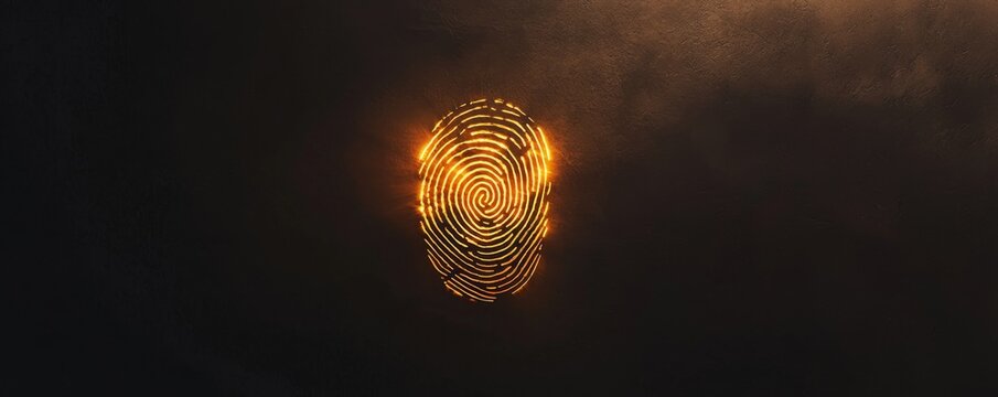A glowing fingerprint symbolizing security and identification technology.