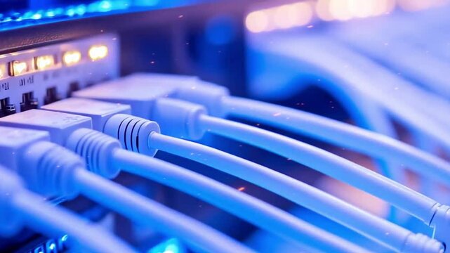 Modern server room activity with IT staff, blinking lights, secure systems, and high-speed data flow in a digital infrastructure environment.