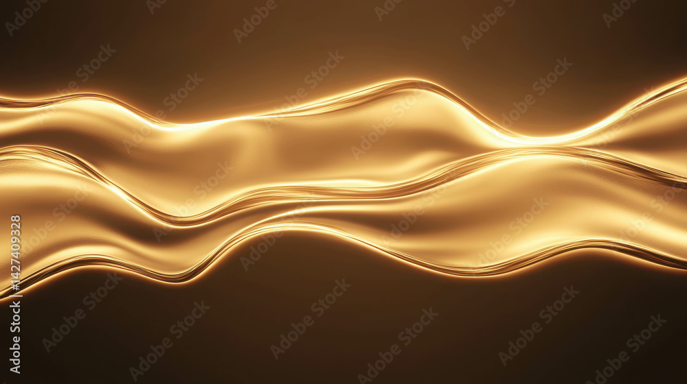 Poster elegant flow of golden waves in soft light creating a mesmerizing abstract background