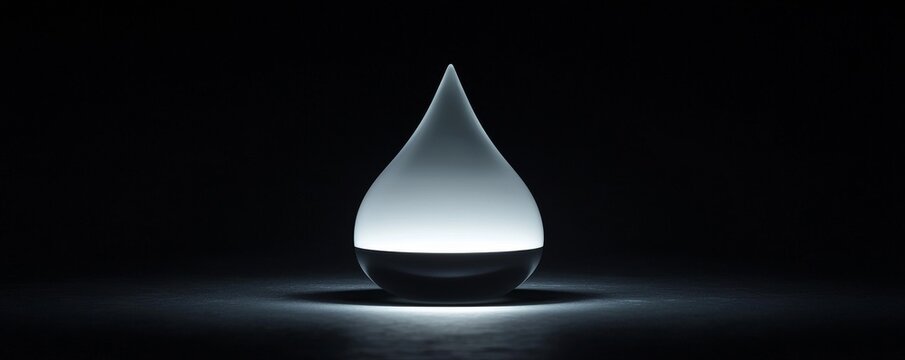 A luminous water droplet with a sleek design, perfect for modern beverage concepts.