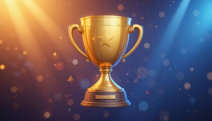 Gold Trophy Cup Shining Under Spotlights Illustration