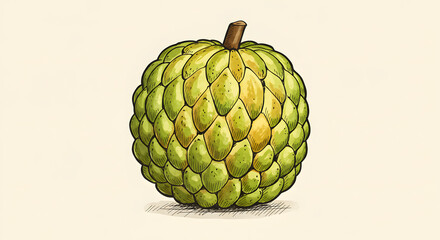 Fototapeta premium Fresh Ripe Sugar Apple – Tropical Fruit Delight. illustration