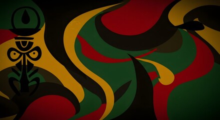 Abstract Pan-african Colors with Adinkra Symbol Artistic Background Illustration