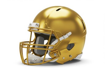 Naklejka premium A golden football helmet on a plain white background